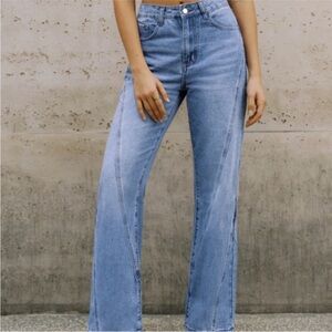 Commense Light Blue High-Rise Wide Leg Jeans